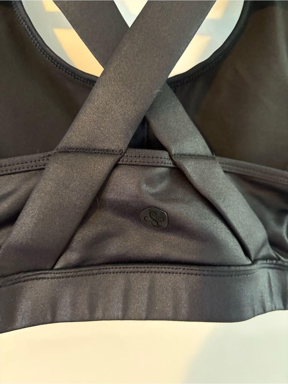 Scorpio Sol leather look Black Cross-Back Sports Bra - Picture 3 of 7